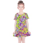 Green blue texture                                                     Kids  Simple Cotton Dress