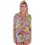 Green blue texture                                                      Women s Long Sleeve Hooded T-shirt