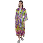 Green blue texture                                                 Maxi Satin Kimono