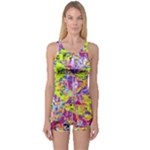 Green blue texture                                                      Women s Boyleg One Piece Swimsuit