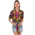 Pink yellow green shapes                                                       Tie Front Shirt