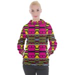 Pink yellow green shapes                                                     Women s Hooded Pullover