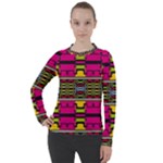 Pink yellow green shapes                                                     Women s Pique Long Sleeve Tee