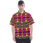 Pink yellow green shapes                                                     Men s Short Sleeve Shirt