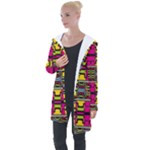 Pink yellow green shapes                                                      Longline Hooded Cardigan