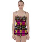 Pink yellow green shapes                                                      Babydoll Tankini Set