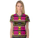 Pink yellow green shapes                                                       V-Neck Sport Mesh Tee