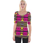 Pink yellow green shapes                                                       Wide Neckline Tee