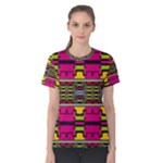 Pink yellow green shapes                                                       Women s Cotton Tee