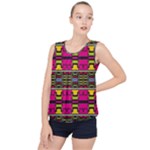 Pink yellow green shapes                                                       Bubble Hem Chiffon Tank Top