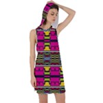 Pink yellow green shapes                                                        Racer Back Hoodie Dress