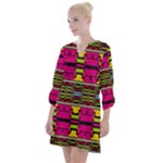 Pink yellow green shapes                                                        Open Neck Shift Dress