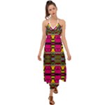 Pink yellow green shapes                                                        Halter Tie Back Dress
