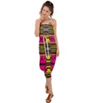 Pink yellow green shapes                                                       Waist Tie Cover Up Chiffon Dress