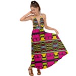 Pink yellow green shapes                                                        Backless Maxi Beach Dress