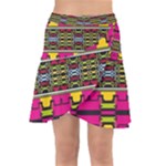 Pink yellow green shapes                                                          Wrap Front Skirt