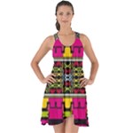 Pink yellow green shapes                                                          Show Some Back Chiffon Dress