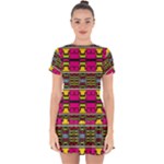 Pink yellow green shapes                                                          Drop Hem Mini Chiffon Dress