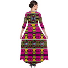 Quarter Sleeve Maxi Velour Dress 