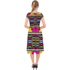Cap Sleeve Front Wrap Midi Dress 
