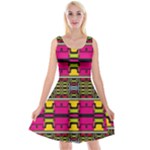 Pink yellow green shapes                                                            Reversible Velvet Sleeveless Dress