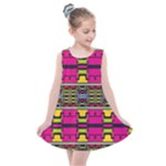 Pink yellow green shapes                                                    Kids  Summer Dress