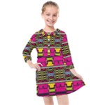 Pink yellow green shapes                                                     Kids  Quarter Sleeve Shirt Dress