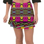 Pink yellow green shapes                                                       Fishtail Mini Chiffon Skirt
