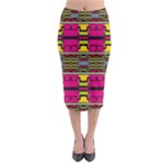 Pink yellow green shapes                                                         Midi Pencil Skirt