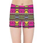 Pink yellow green shapes                                                      Kids  Skinny Shorts