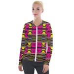 Pink yellow green shapes                                                       Velour Zip Up Jacket