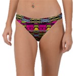 Pink yellow green shapes                                                      Band Bikini Bottom
