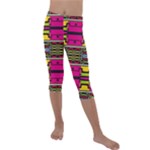 Pink yellow green shapes                                                    Kids  Lightweight Velour Capri Leggings