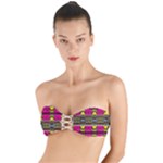 Pink yellow green shapes                                                  Twist Bandeau Bikini Top