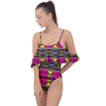 Pink yellow green shapes                                                       Drape Piece Swimsuit
