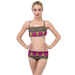Pink yellow green shapes                                                     Layered Top Bikini Set