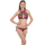 Pink yellow green shapes                                                       Cross Front Halter Bikini Set
