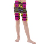 Pink yellow green shapes                                                      Kid s Swim Shorts