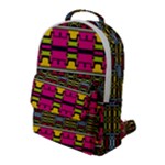 Pink yellow green shapes                                                      Flap Pocket Backpack (Large)
