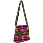 Pink yellow green shapes                                                    Zipper Messenger Bag
