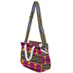 Pink yellow green shapes                                                    Rope Handles Shoulder Strap Bag