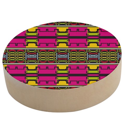 Pink yellow green shapes                                                    Wooden Bottle Opener (Round) from ArtsNow.com