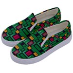 Rectangles on a green background                                                       Kids  Canvas Slip Ons