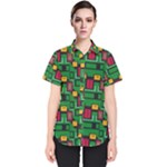 Rectangles on a green background                                                        Women s Short Sleeve Shirt