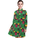 Rectangles on a green background                                                    Long Sleeve Chiffon Shirt Dress