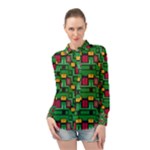 Rectangles on a green background                                                      Long Sleeve Chiffon Shirt