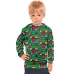 Rectangles on a green background                                                     Kids  Hooded Pullover