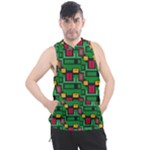 Rectangles on a green background                                                      Men s Sleeveless Hoodie