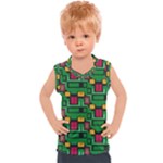 Rectangles on a green background                                                      Kids  Mesh Tank Top