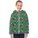 Rectangles on a green background                                                       Kids  Hooded Puffer Jacket